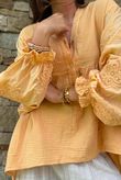 Mimi Pillow Cotton Batwing Blouse Tuscan Sun